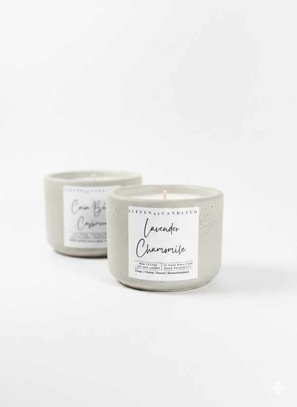 Lavender Chamomile – Relaxing Soy Candle in Handcrafted Concrete Vessel