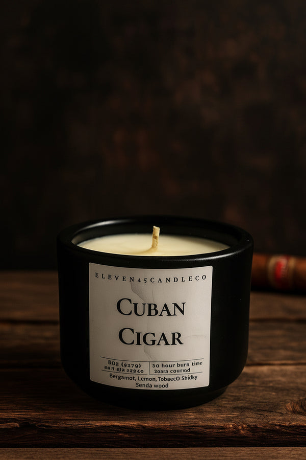 Cuban Cigar – Tobacco & Wood Soy Candle in Reusable Concrete Vessel | Smoky Luxury Home Fragrance