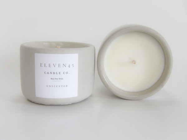 Unscented Soy Concrete Candle – Fragrance-Free Refillable Luxury Vessel